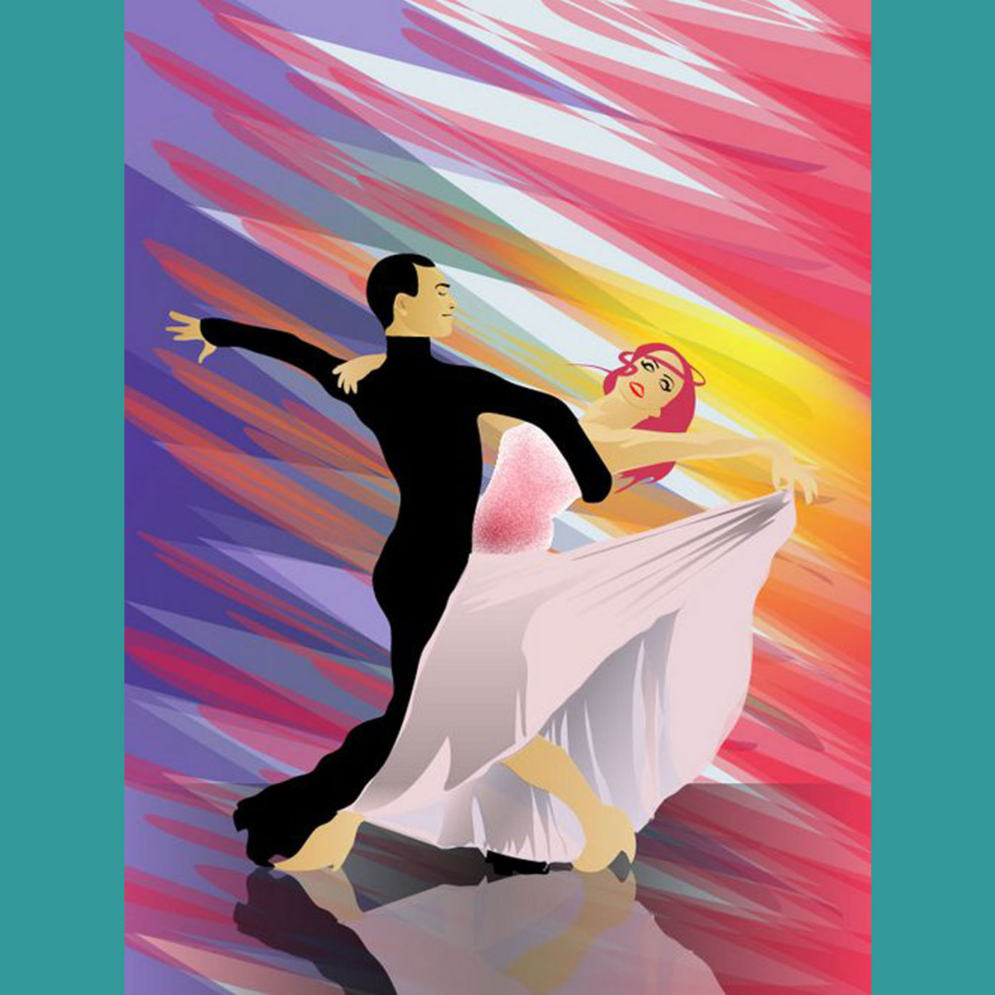 Narrative vector illustration of ballroom partnership dynamics